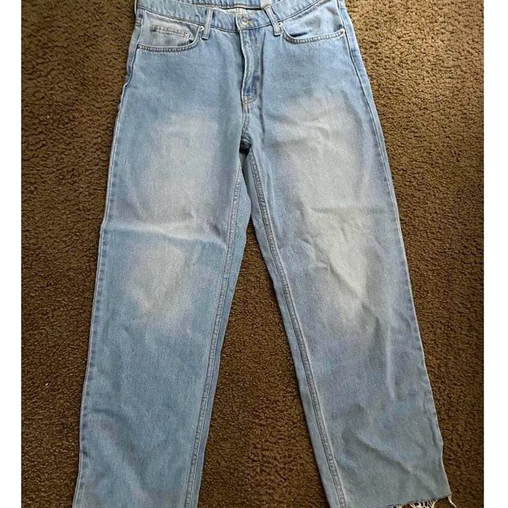 Light Wash Raw Hem Jeans